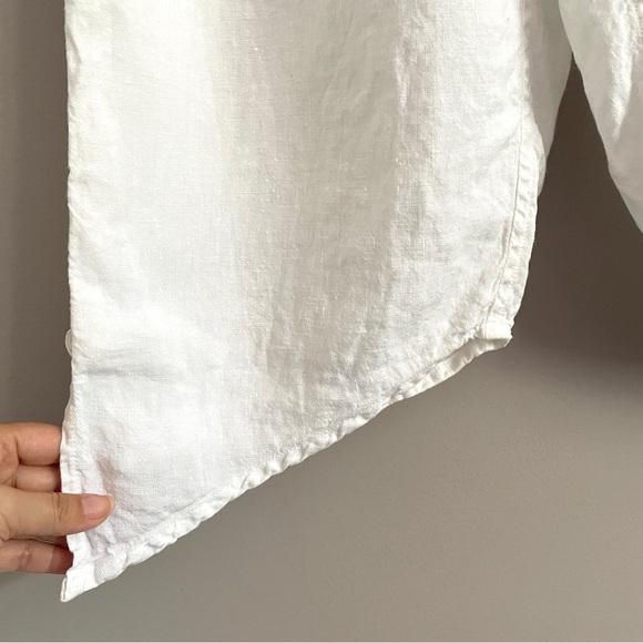 White Linen Angled Hem Capri Pants - Medium, 100% Linen 🇲🇦 - Picture 4 of 9